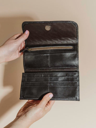 Large Black Leather Wallet