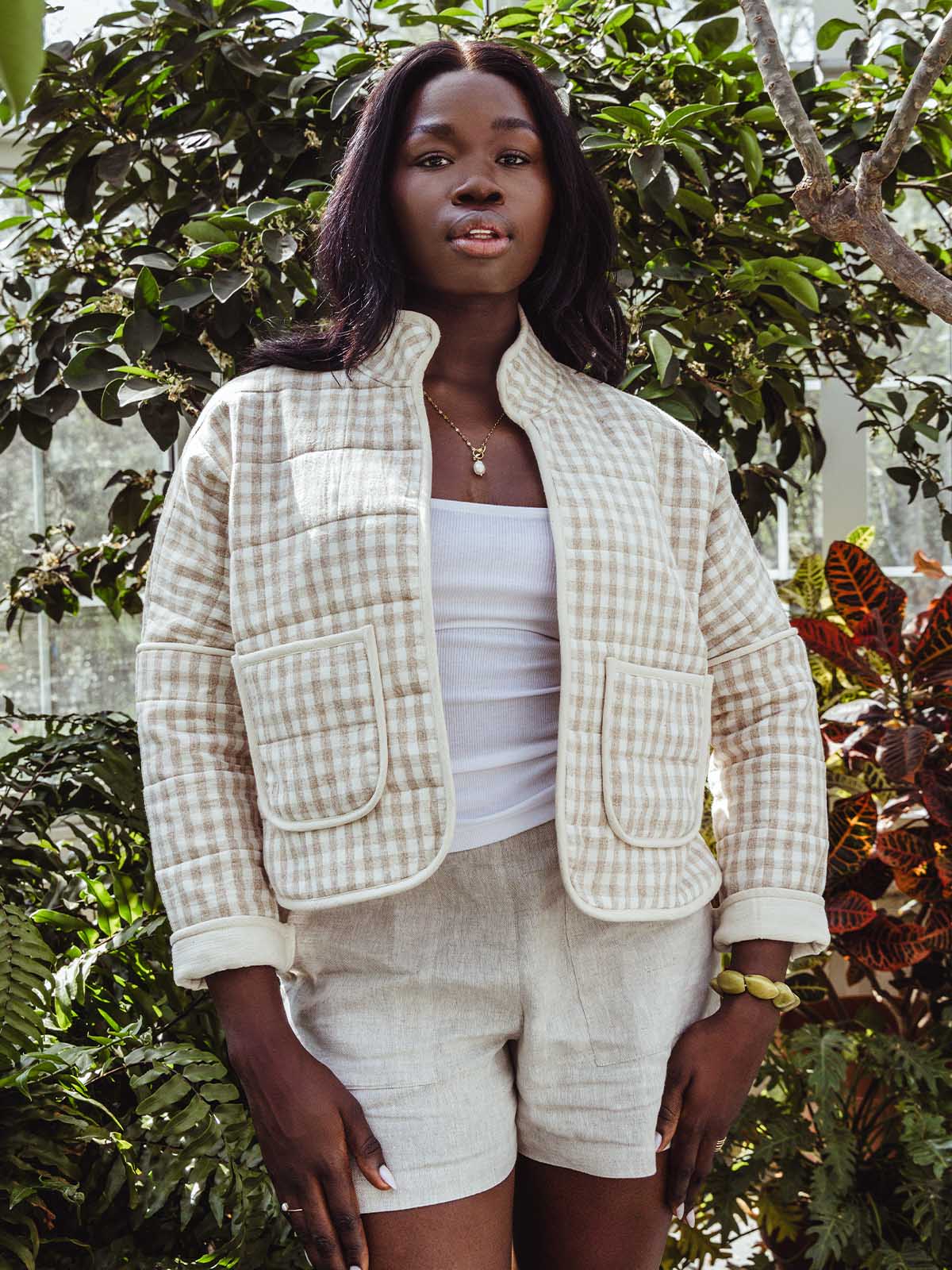 Women's Gingham Quilted Jacket | Joffa Marketplace