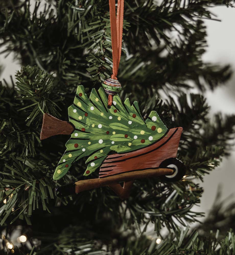 Christmas tree sled ornament