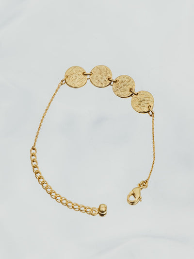 Hammered Disc Bracelet (Silver or Gold)