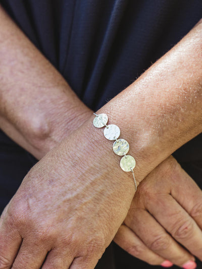 Hammered Disc Bracelet (Silver or Gold)