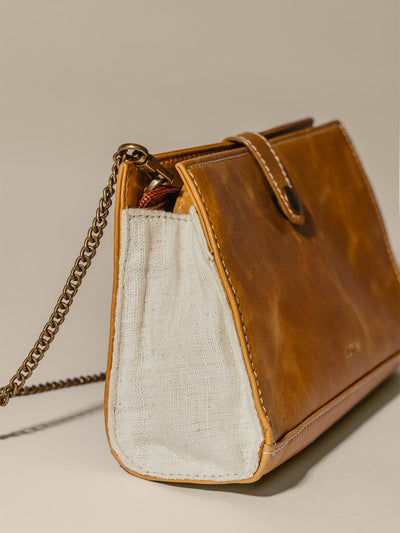 Canvas and Leather Crossbody Bag