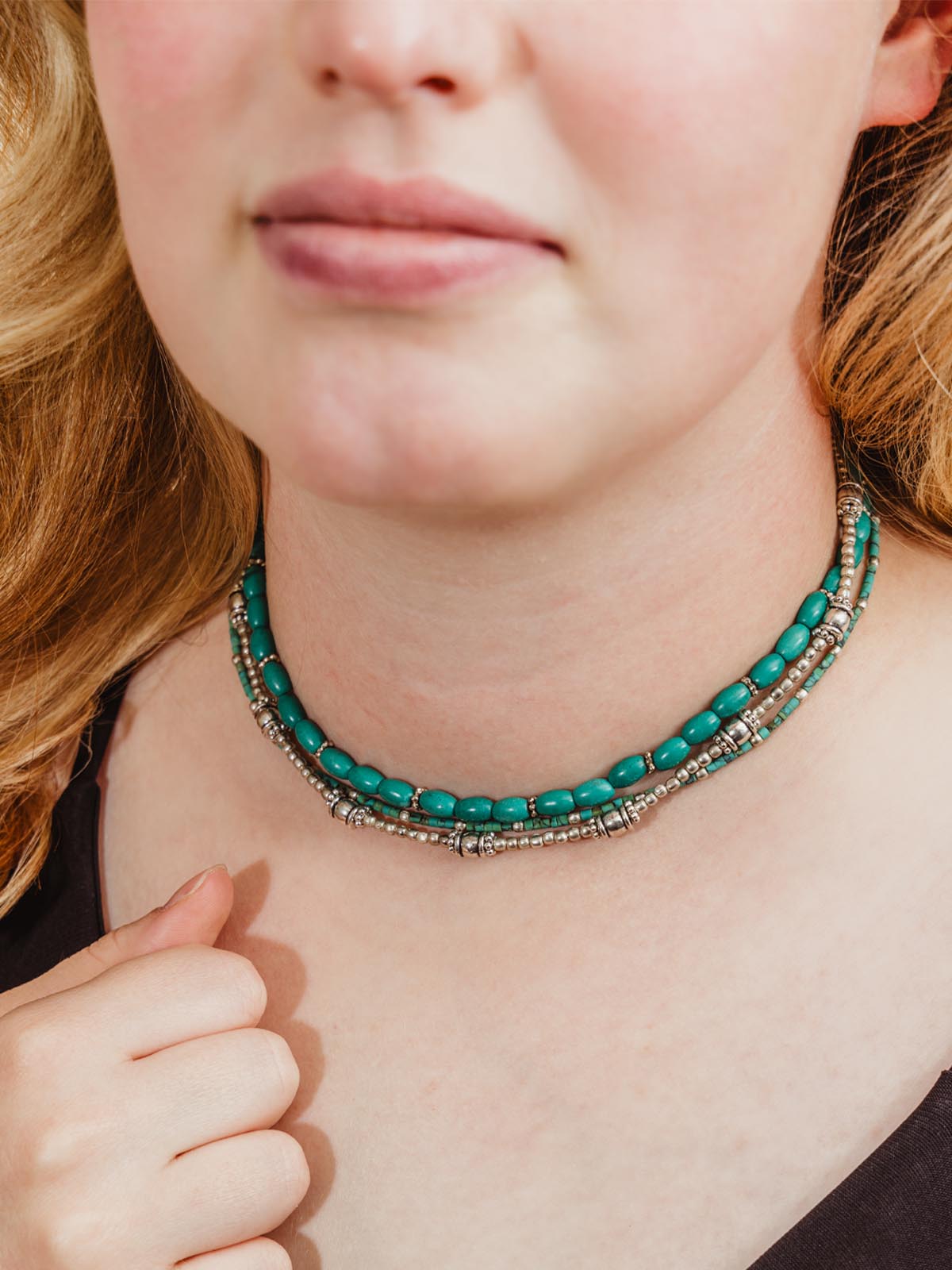 Set of 3 Turquoise and Silver Layering Necklaces | Joffa – Joffa Marketplace
