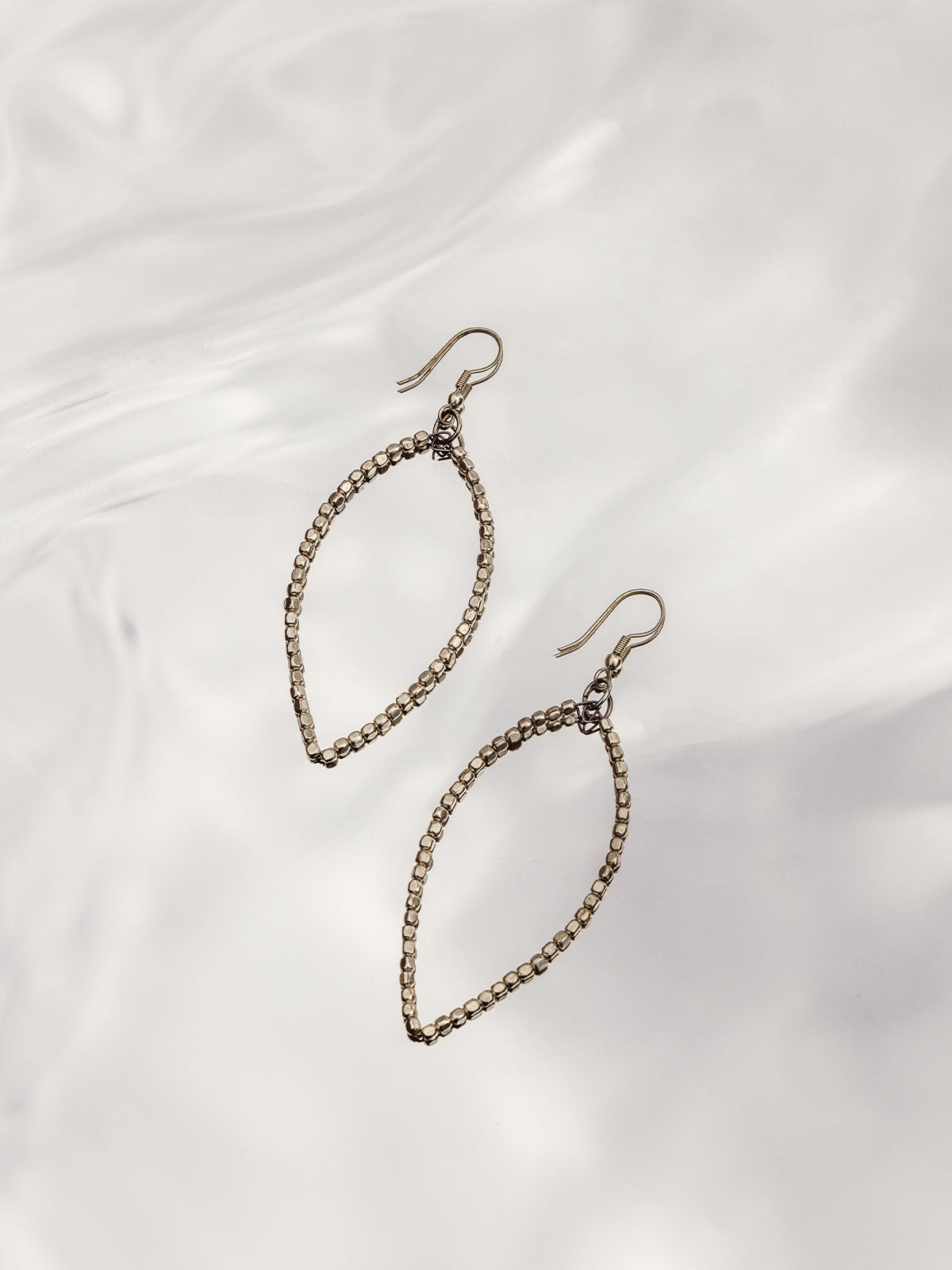 Silver Beaded Hoop Earrings