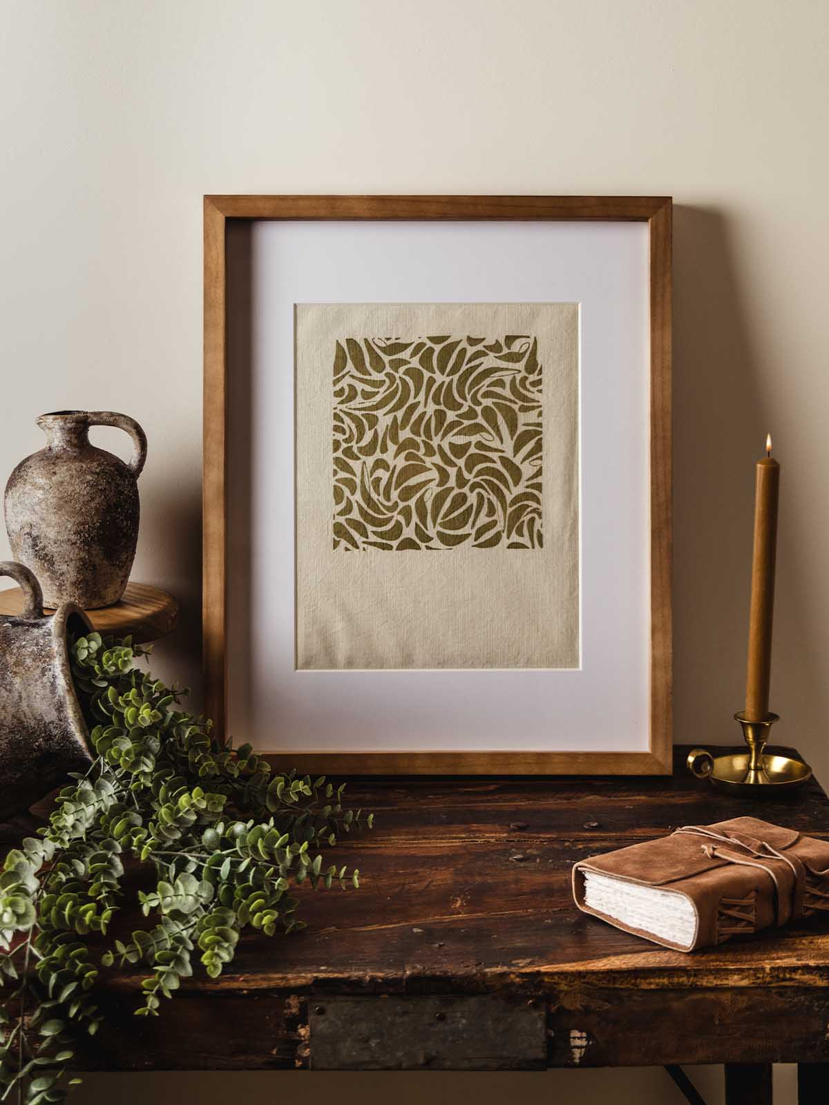 Palaash Olive Screen-Printed Wall Hanging | Joffa Marketplace