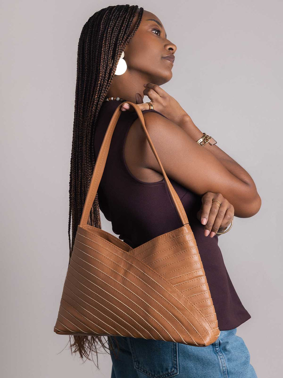 Crisscross Leather Handbag | Joffa Marketplace