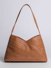 Crisscross Leather Handbag in Camel