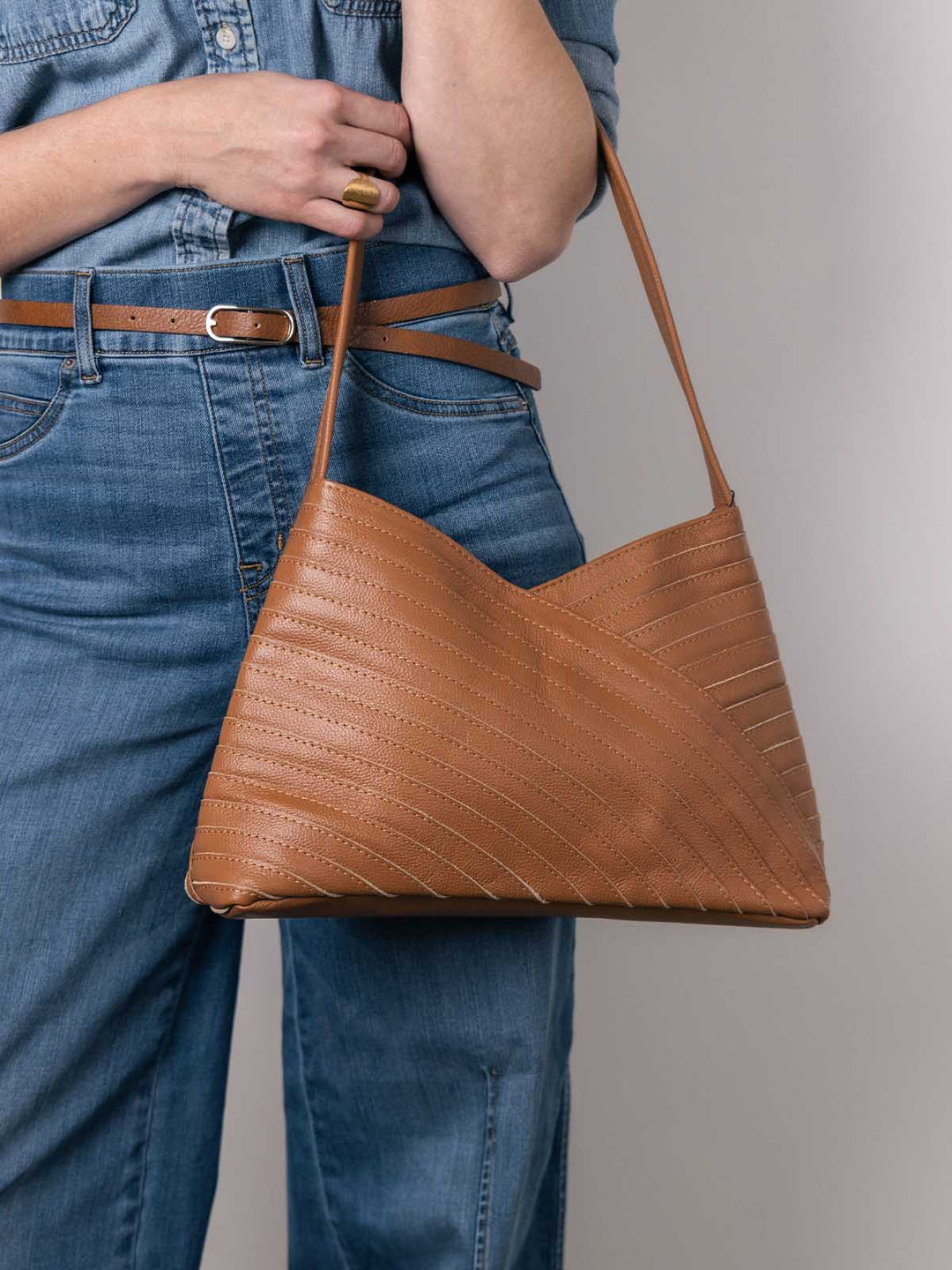 Crisscross Leather Handbag | Joffa Marketplace