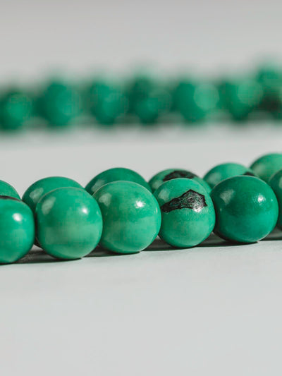 close up of turquoise beads.