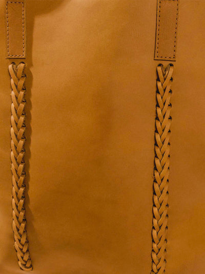 Detailed braiding on tote bag.